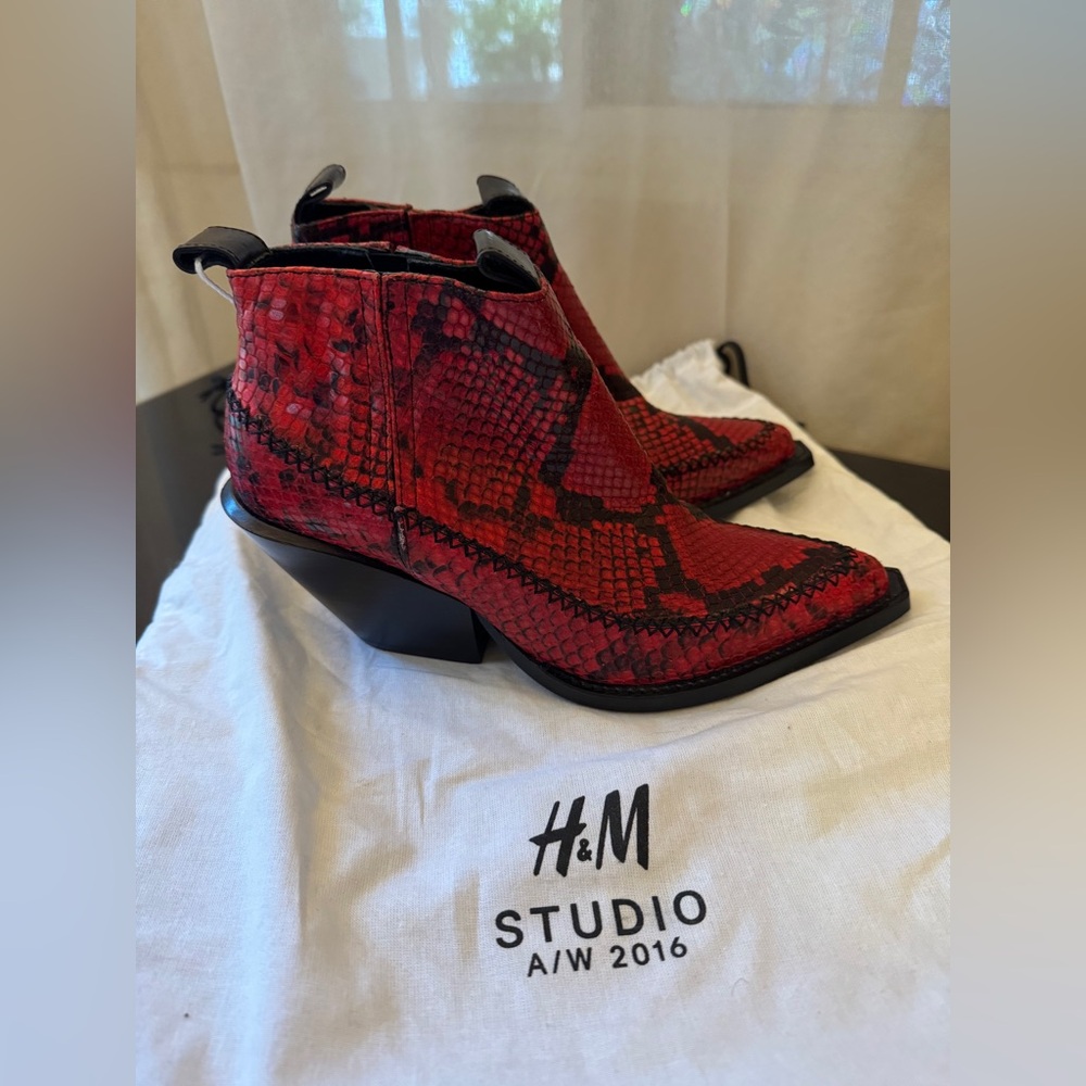 H&M Studio A/W 2016 Red Ankle Boots